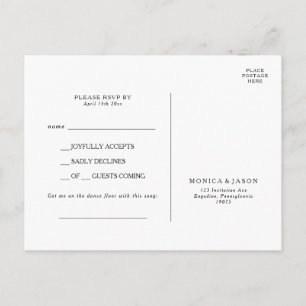 Classic Minimalist Song Request RSVP Postcard