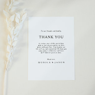 Classic Minimalist Thank You Reception Card