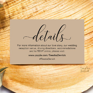 Classic Minimalist Wedding Information and Details Enclosure Card