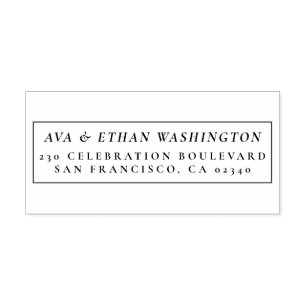 Classic Minimalist Wedding Names Return Address Rubber Stamp
