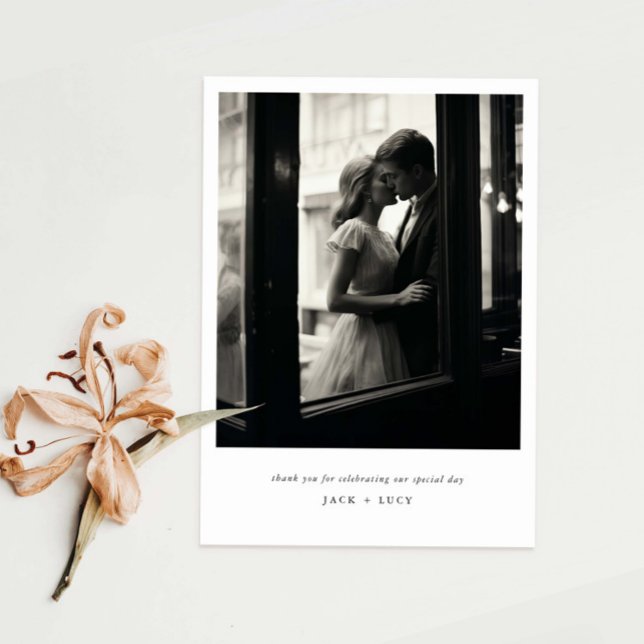 Classic Minimalist Wedding Photo  Thank You Card (Creator Uploaded)