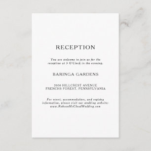 Classic Minimalist Wedding Reception Card