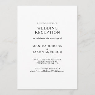 Classic Minimalist Wedding Reception Invitation