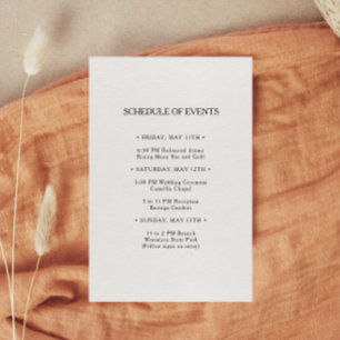 Classic Minimalist Wedding Schedule of Events Card