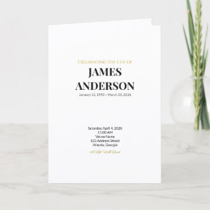 Classic Minimalist White Funeral Program