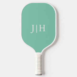 Classic Mint/White Simple Monogram Minimalist Pickleball Paddle