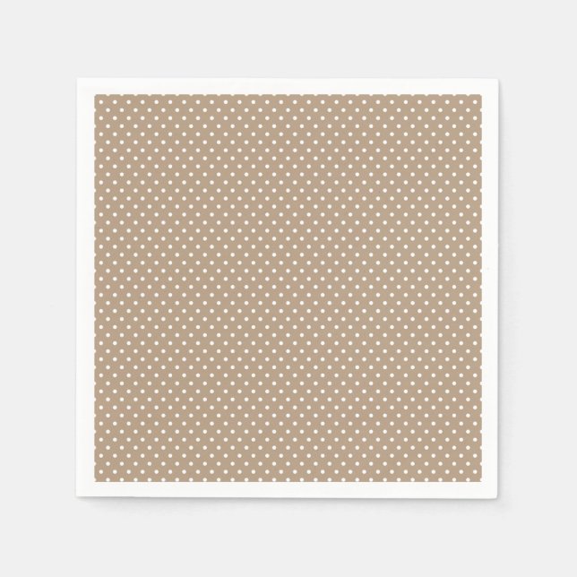 Classic Mocha Brown and White Polka Dot Napkins (Front)