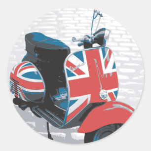 Classic Mod Scooter Round Sticker