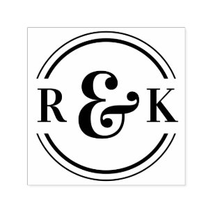 Classic Modern Ampersand Two Monogram Initials Self-inking Stamp