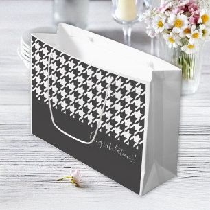Classic Modern Black and White Houndstooth Large Gift Bag