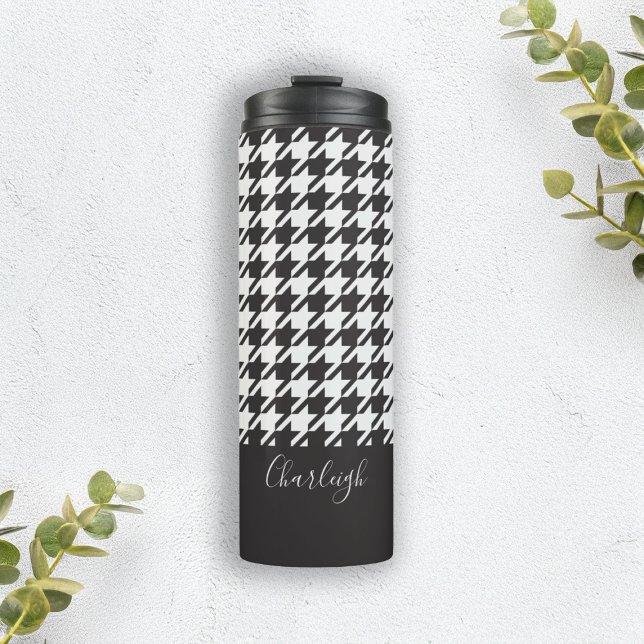 Classic Modern Black and White Houndstooth Thermal Tumbler (Creator Uploaded)