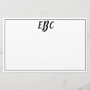 Classic Modern Black and White Monogram Stationary Stationery