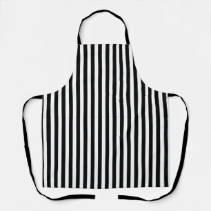 Classic Modern Black and White Vertical Stripes Apron