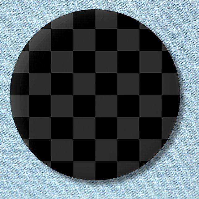 Classic Modern Black & Smoky Black Chequerboard  6 Cm Round Badge (Creator Uploaded)