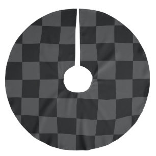 Classic Modern Black & Smoky Black Chequerboard Brushed Polyester Tree Skirt