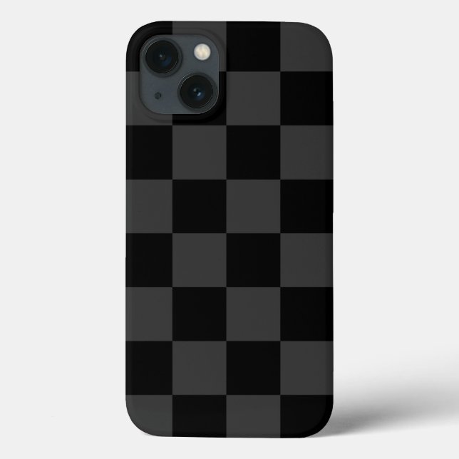 Classic Modern Black & Smoky Black Chequerboard  Case-Mate iPhone Case (Back)