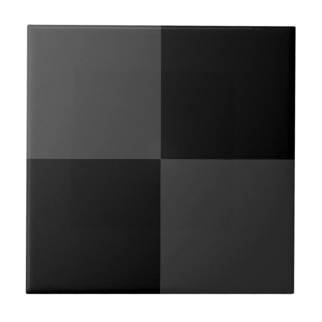 Classic Modern Black & Smoky Black Chequerboard  Ceramic Tile (Front)