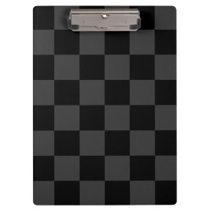 Classic Modern Black & Smoky Black Chequerboard  Clipboard