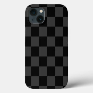 Classic Modern Black & Smoky Black Chequerboard iPhone 13 Case