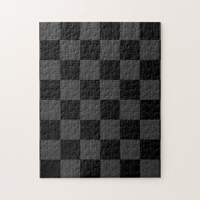 Classic Modern Black & Smoky Black Chequerboard  Jigsaw Puzzle (Vertical)