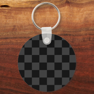 Classic Modern Black & Smoky Black Chequerboard  Key Ring