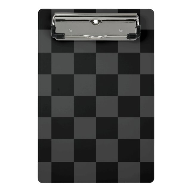 Classic Modern Black & Smoky Black Chequerboard  Mini Clipboard (Front)