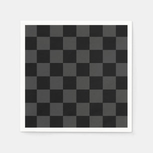 Classic Modern Black & Smoky Black Chequerboard Napkin