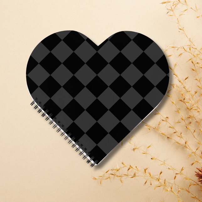 Classic Modern Black & Smoky Black Chequerboard  Notebook (Creator Uploaded)