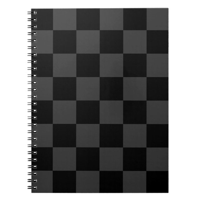 Classic Modern Black & Smoky Black Chequerboard  Notebook (Front)