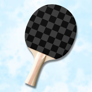 Classic Modern Black & Smoky Black Chequerboard Ping Pong Paddle