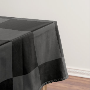 Classic Modern Black & Smoky Black Chequerboard Tablecloth