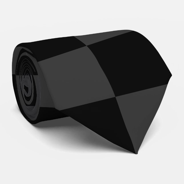 Classic Modern Black & Smoky Black Chequerboard  Tie (Rolled)
