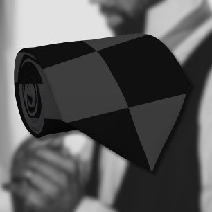 Classic Modern Black & Smoky Black Chequerboard  Tie