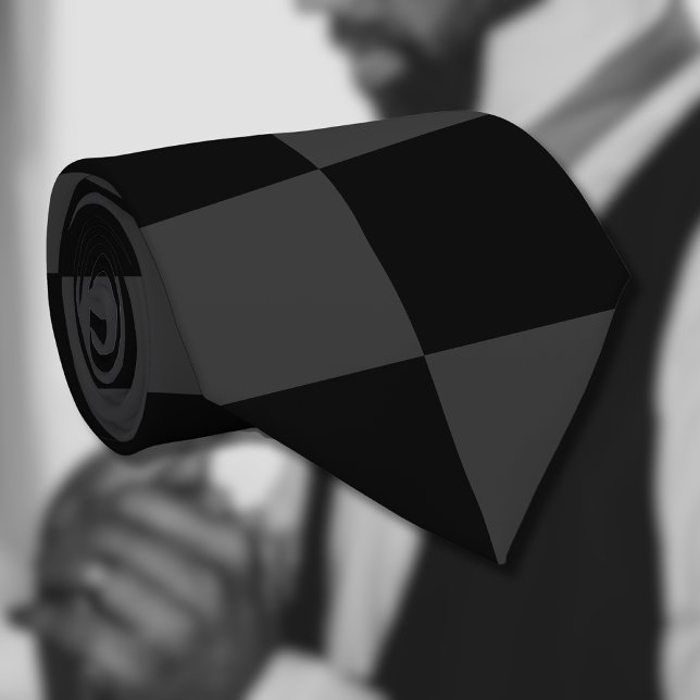 Classic Modern Black & Smoky Black Chequerboard  Tie (Creator Uploaded)