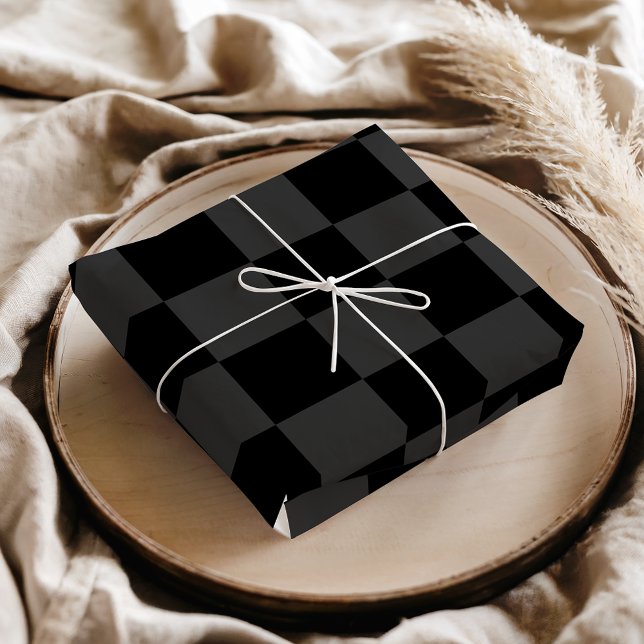 Classic Modern Black & Smoky Black Chequerboard  Tissue Paper (Creator Uploaded)