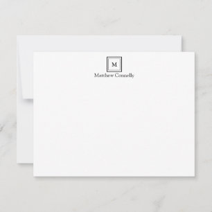 Classic Modern Black Square Box Monogram Initial Card