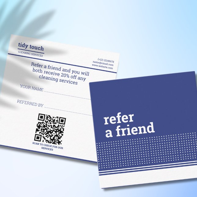 Classic Modern Blue Polka Dots Cleaning Services Referral Card (Creator Uploaded)