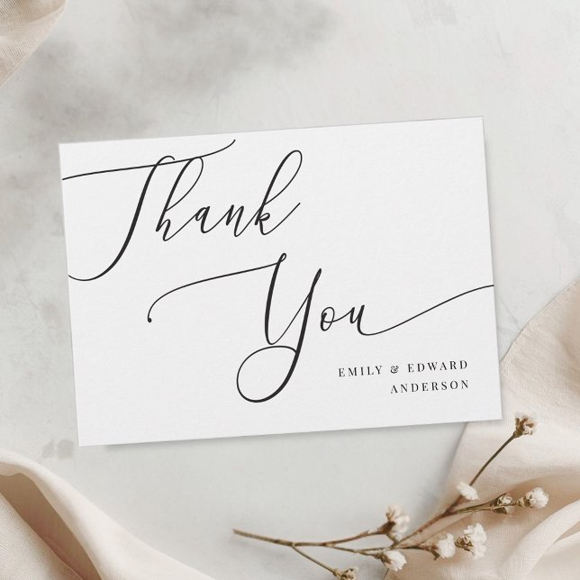 Classic Modern Bold Calligraphy Non-Photo Wedding Thank You Card (Creator Uploaded)