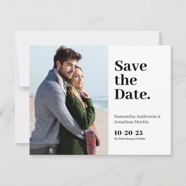 Classic Modern Budget Photo Save the Date (Front)