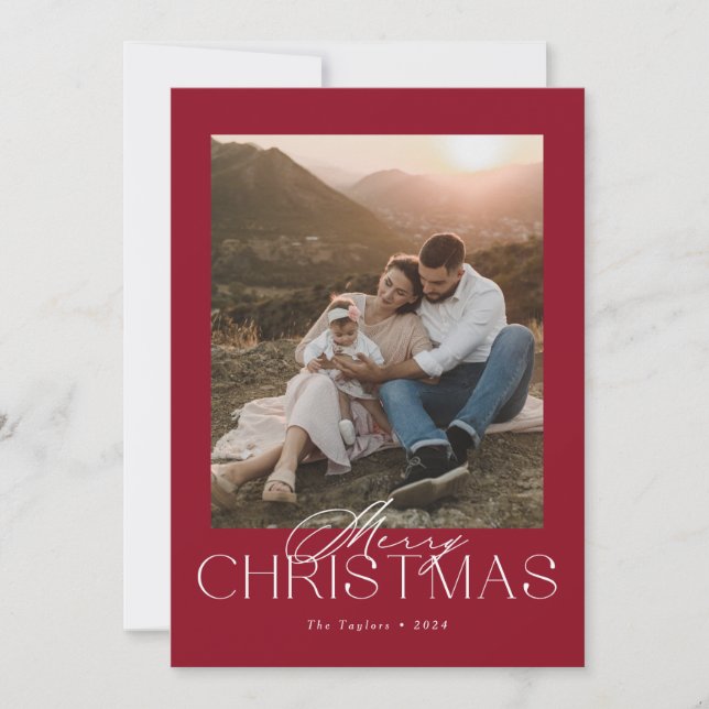Classic Modern Christmas Card with Photo (Front)