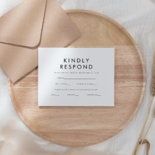 Classic Modern Classic Minimal Wedding RSVP Card