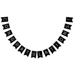 Classic Modern Congratulations Black Silver & Gold Bunting