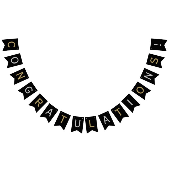 Classic Modern Congratulations Black Silver & Gold Bunting (All)