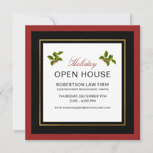 Classic Modern Corporate Holiday Open House Card