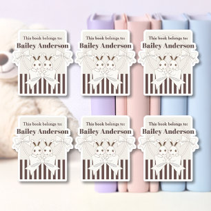 Classic Modern Cute Bunny Bookplate