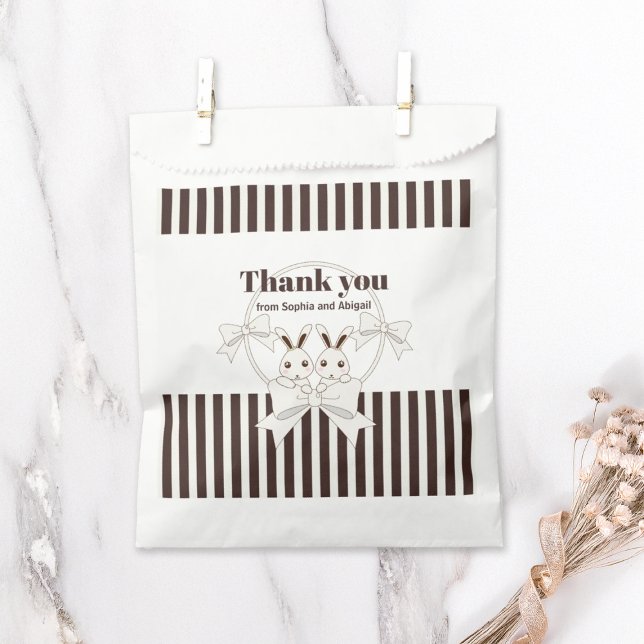 Classic Modern Cute Twin Bunny Girl Thank You Favour Bag (Creator Uploaded)