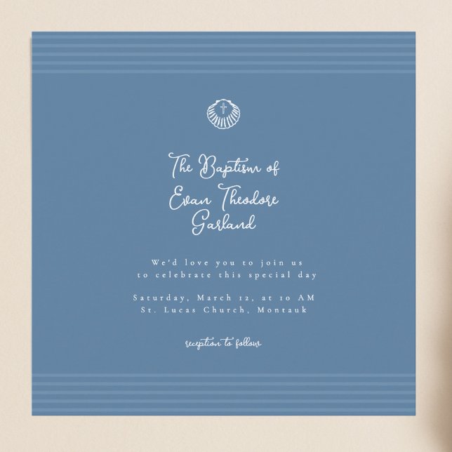 Classic modern deep blue baptism Invitation (Creator Uploaded)