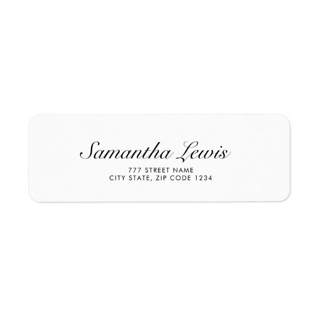 Classic Modern Elegant Script Return Address Return Address Label (Front)