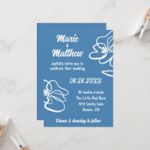 Classic & Modern Floral Blue Wedding Invitation
