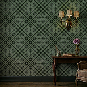 Classic Modern Floral Sage Pattern Wallpaper